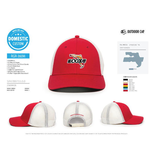 COX - OUTDOOR CAP PVC PATCH/EMB HATS