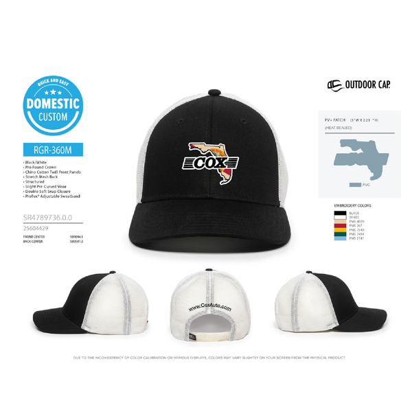 COX - OUTDOOR CAP PVC PATCH/EMB HATS