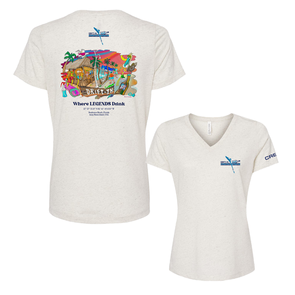 DRIFT-IN - EMPLOYEE TIKI POSTCARD WOMEN'S TRIBLEND V-NECK